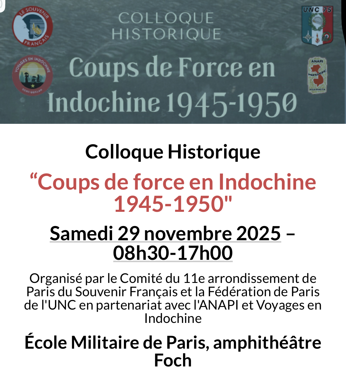 Colloque historique : “Coups de force en Indochine 1945-1950”